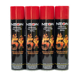 Neon - Universal Refill Butane - 5X Refined Butane Fuel -4 Pack