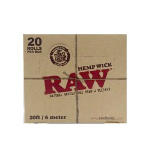 RAW Hemp Wick 20ft - 6 Meter - 20 Rolls Per Box