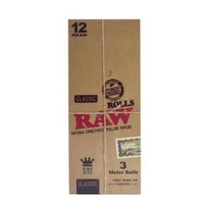 RAW King Size Classic Rolls Natural Unrefined Rolling Papers -3 Meter Rolls
