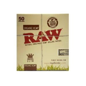 RAW Organic Hemp King Size Slim Rolling Papers - 50 Per Box