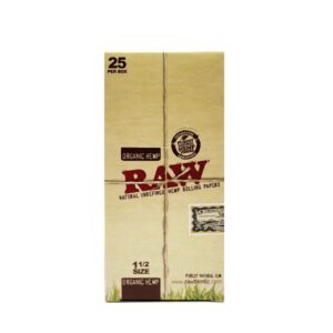 RAW Organic Hemp Natural Rolling Papers - 1.25 size - 25 Per Box
