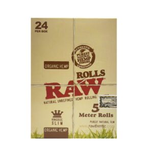 RAW Organic Hemp Rolls King Size Slim - 5 Meter Rolls - 24 Per Box