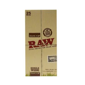 RAW Single Wide Organic Hemp Rolling Papers - 25 Per Box