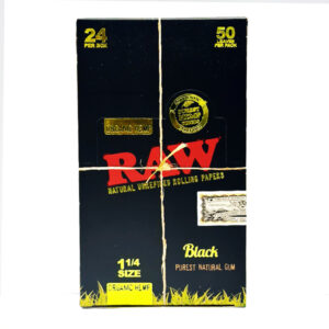 RAW black edition organic hemp 1.25 rolling papers 24 per box 50 pack