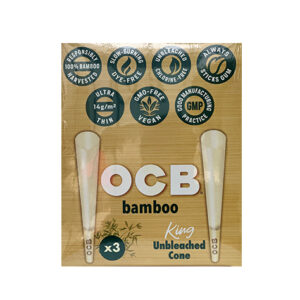 OCB Bamboo King Unbleached Cone X3