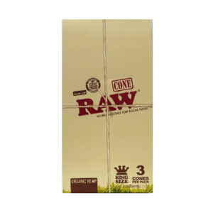 RAW Organic Hemp King Size Rolling Papers Cone 3 Cones Per Pack