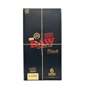 Raw Black Classic Cone 32 packs per box 1.25